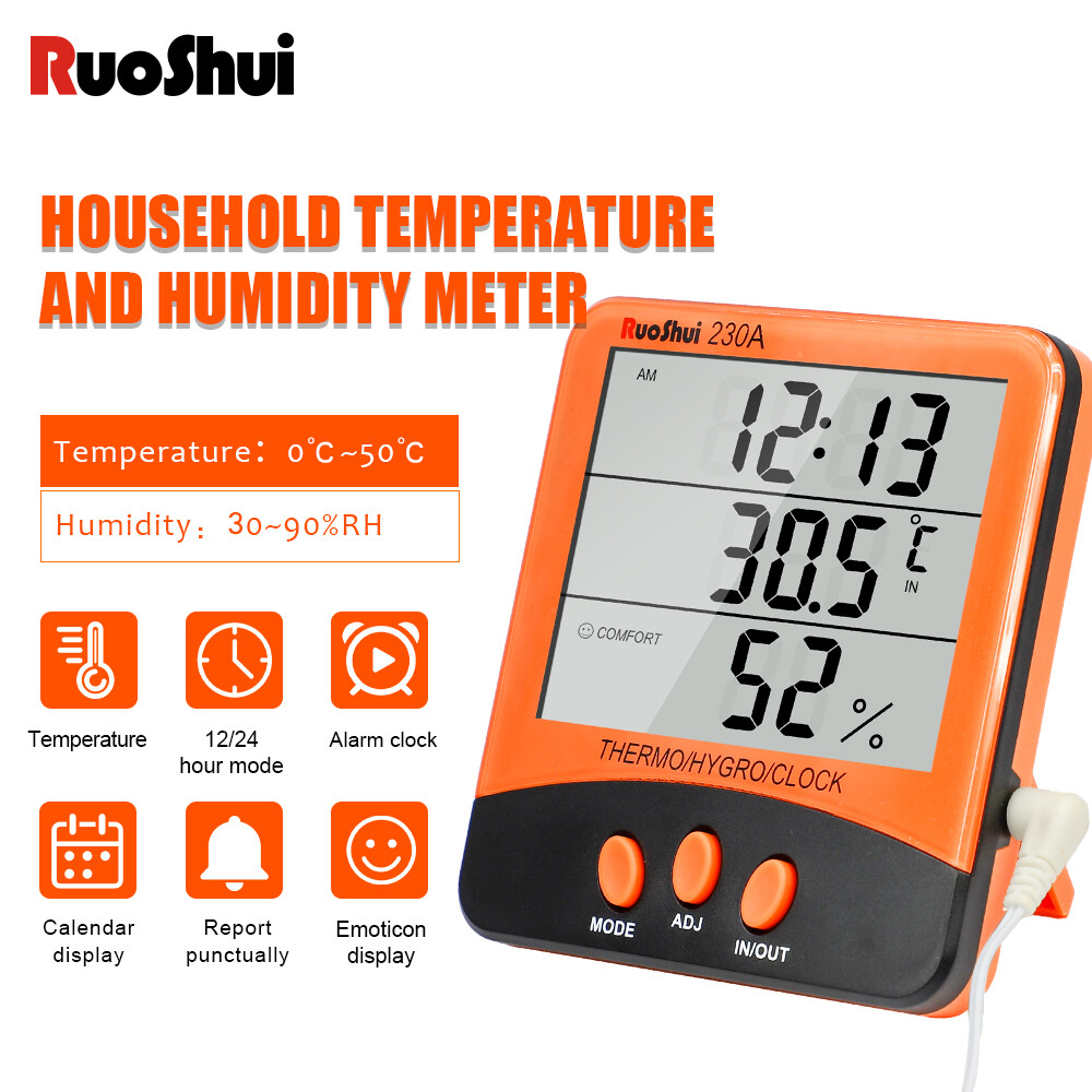 Thermometer Indoor Digital LCD Hygrometer Temperature Humidity Meter Alarm Clock