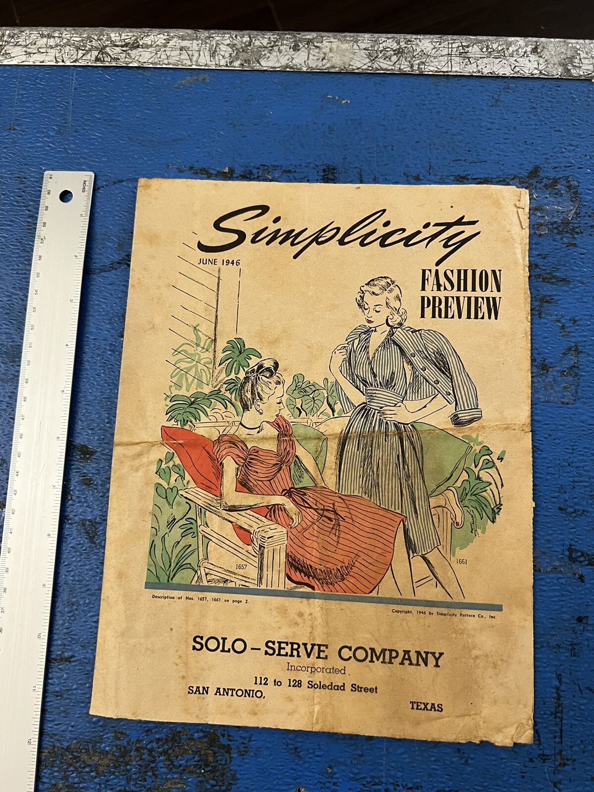 Vintage Paper Catalog Simplicity Fashion Preview June 1946 Solo Serve Company