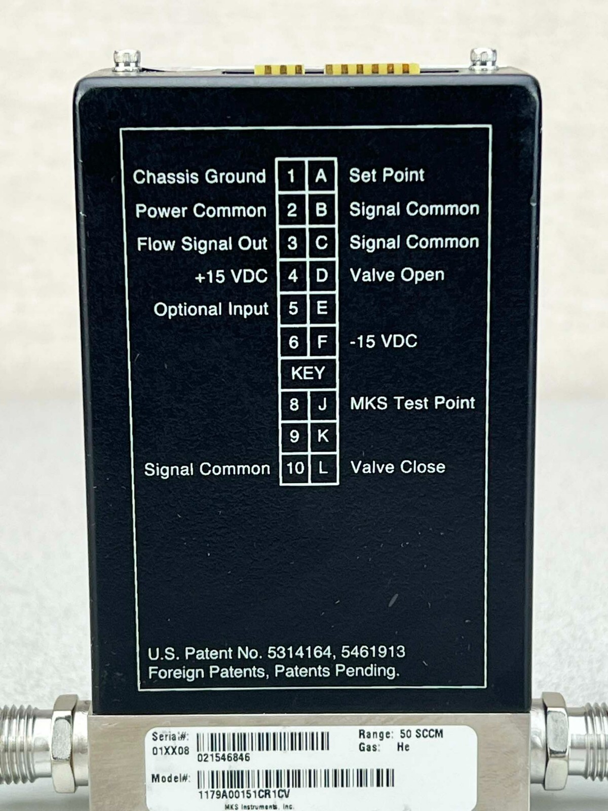 MKS 1179A00151CR1CV Mass-Flo Controller, 50sccm, He *used working