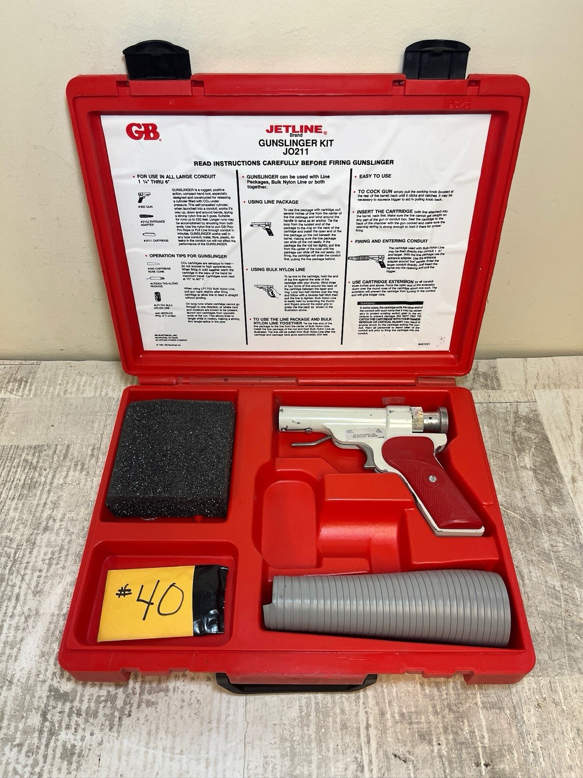 GB Jetline JO211 slinger Kit Wire Cable Fishing Line Puller W/ Case Excellent