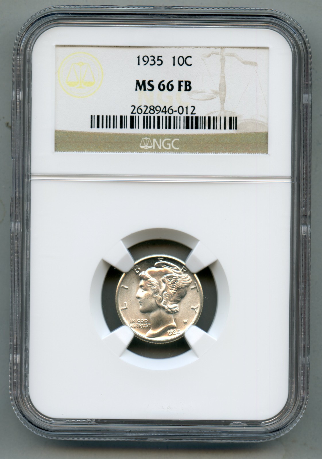1935 Mercury Silver Dime NGC MS 66 FB