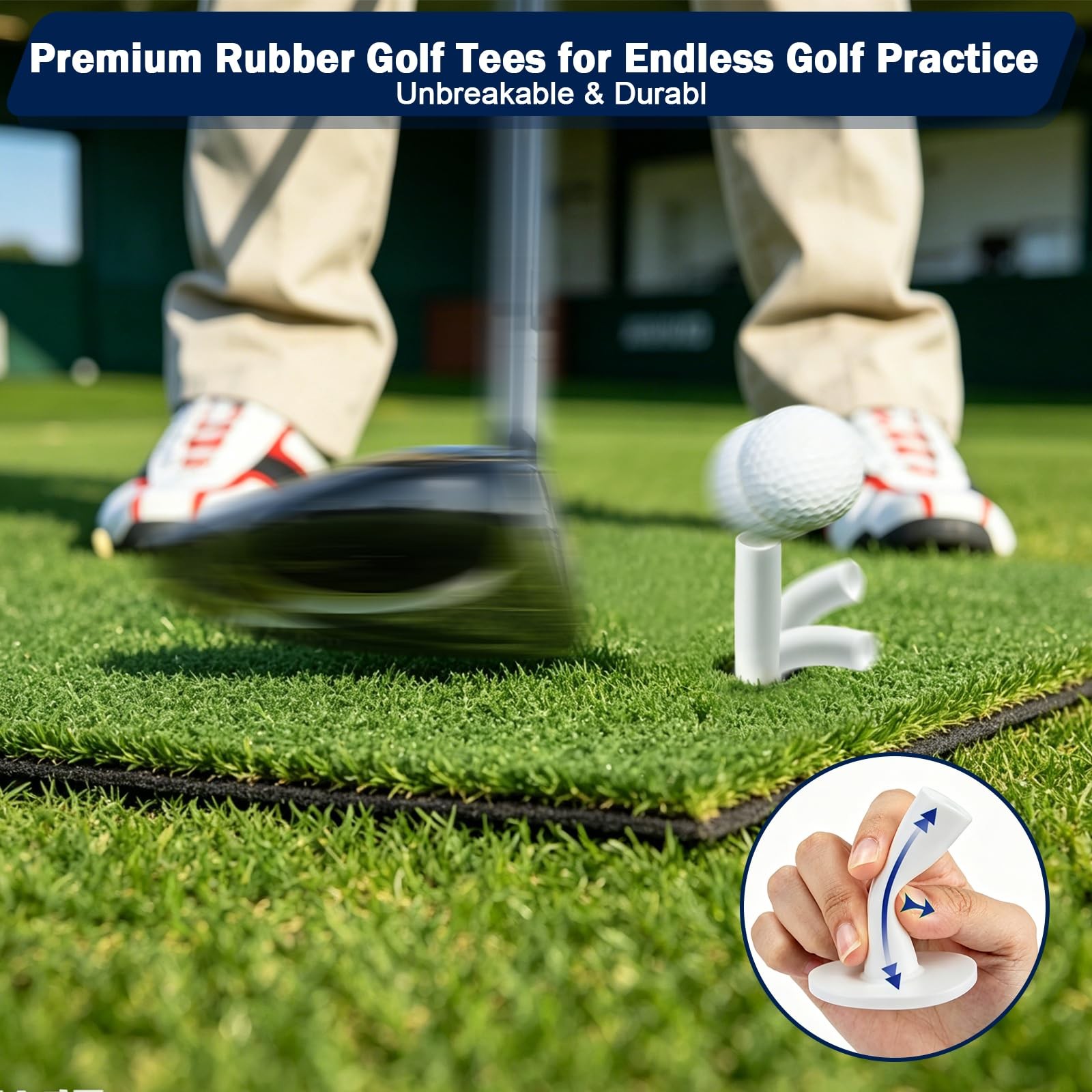 Rubber Golf Tees for Mats - Golf Tees for Indoor Simulators Driving Range Out...