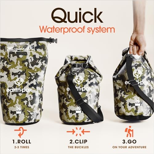 Waterproof Dry Bag - Roll Top Waterproof Backpack Sack Keeps Gear Dry 55L Camo