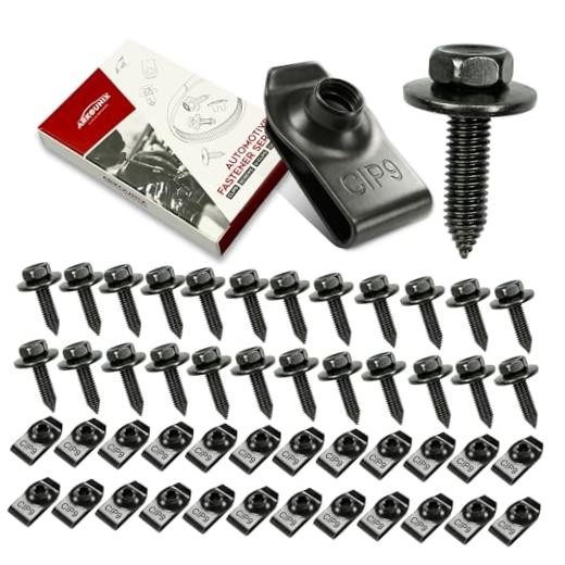50 Pcs Automotive Body Bolts/Screws & U-Nut Clips 50PCS M6x1.0 Screw & U-Nut
