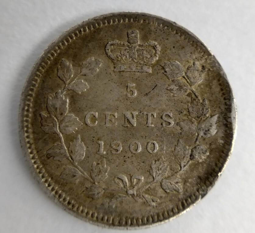 1900 Canada Canadian Silver 5 Cents H10C Half Dime Round 0s VF/XF Details Damage