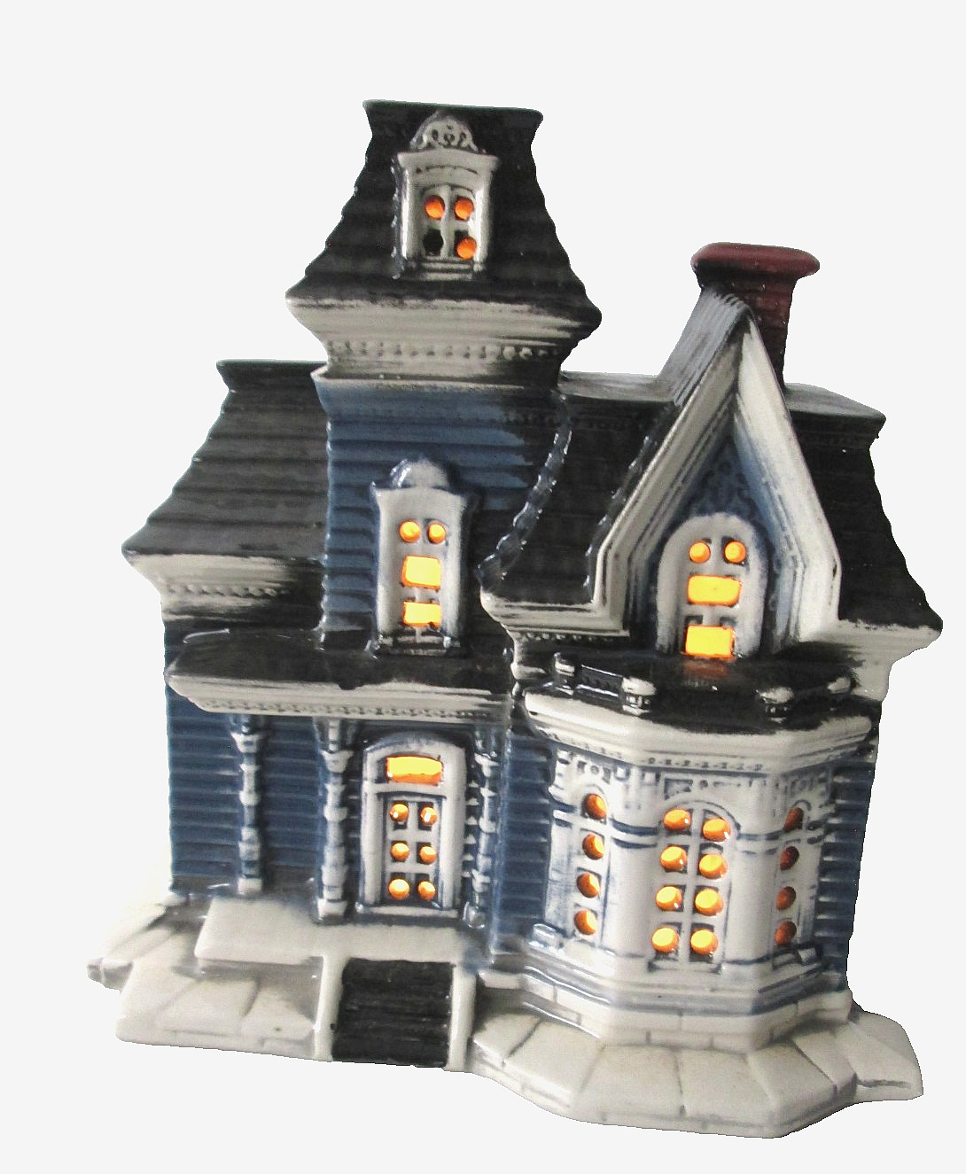 Vintage 80s Victorian Cottage Night Light Ceramic Painted Plug In