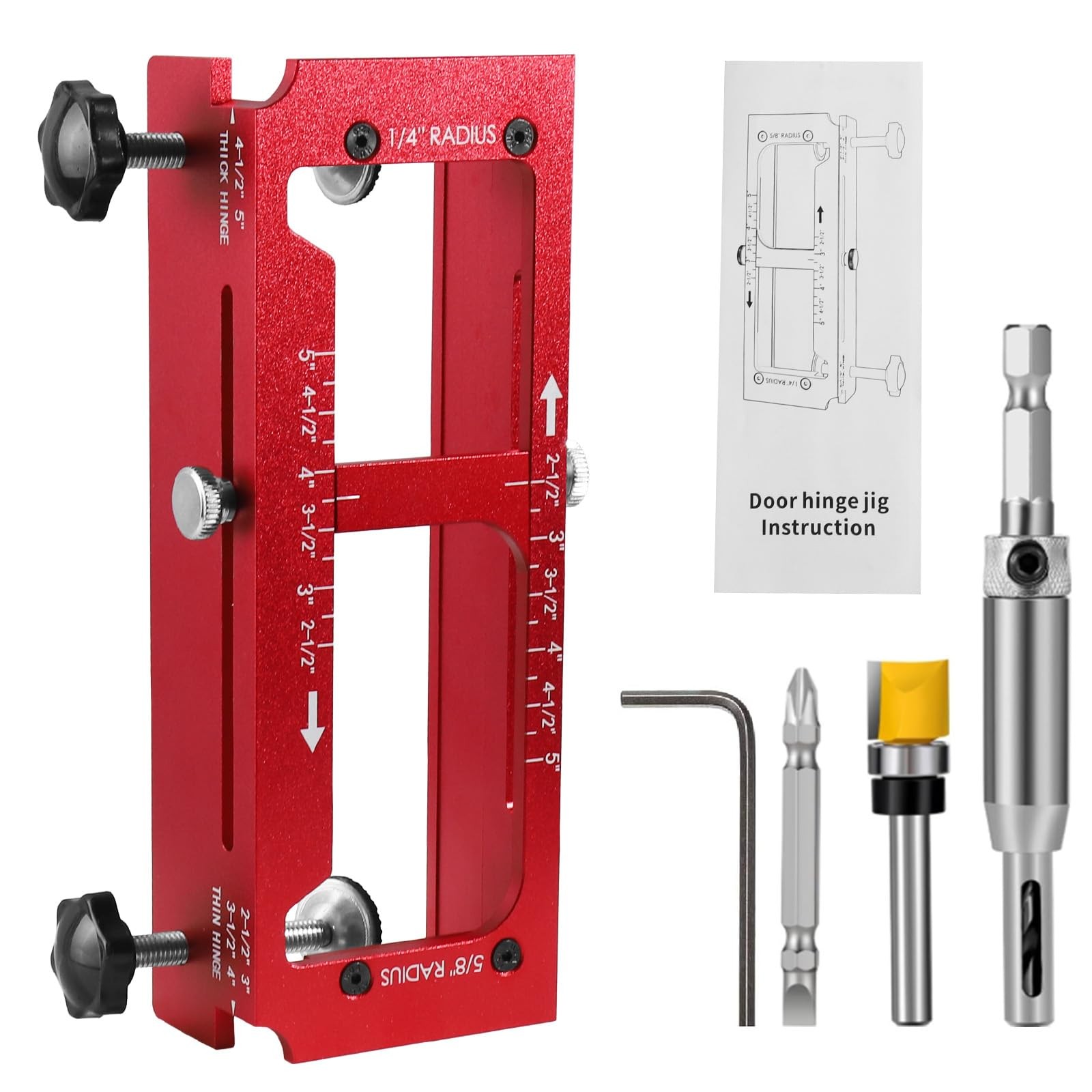 Door Hinge Jig, Aluminum Alloy Door Hinge Template Kit for Router, Adjustable...