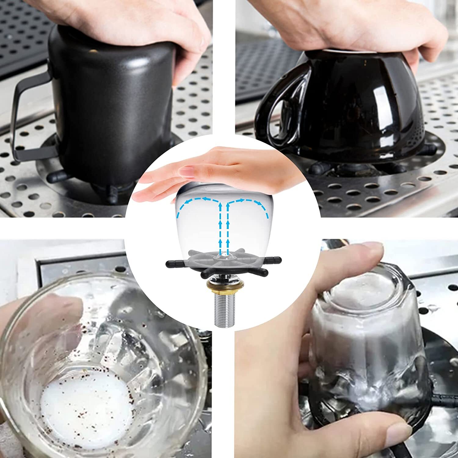 Automatic Milk Jug Pitcher Rinser Stainless Steel Glass Cup Rinser Bar Steel US
