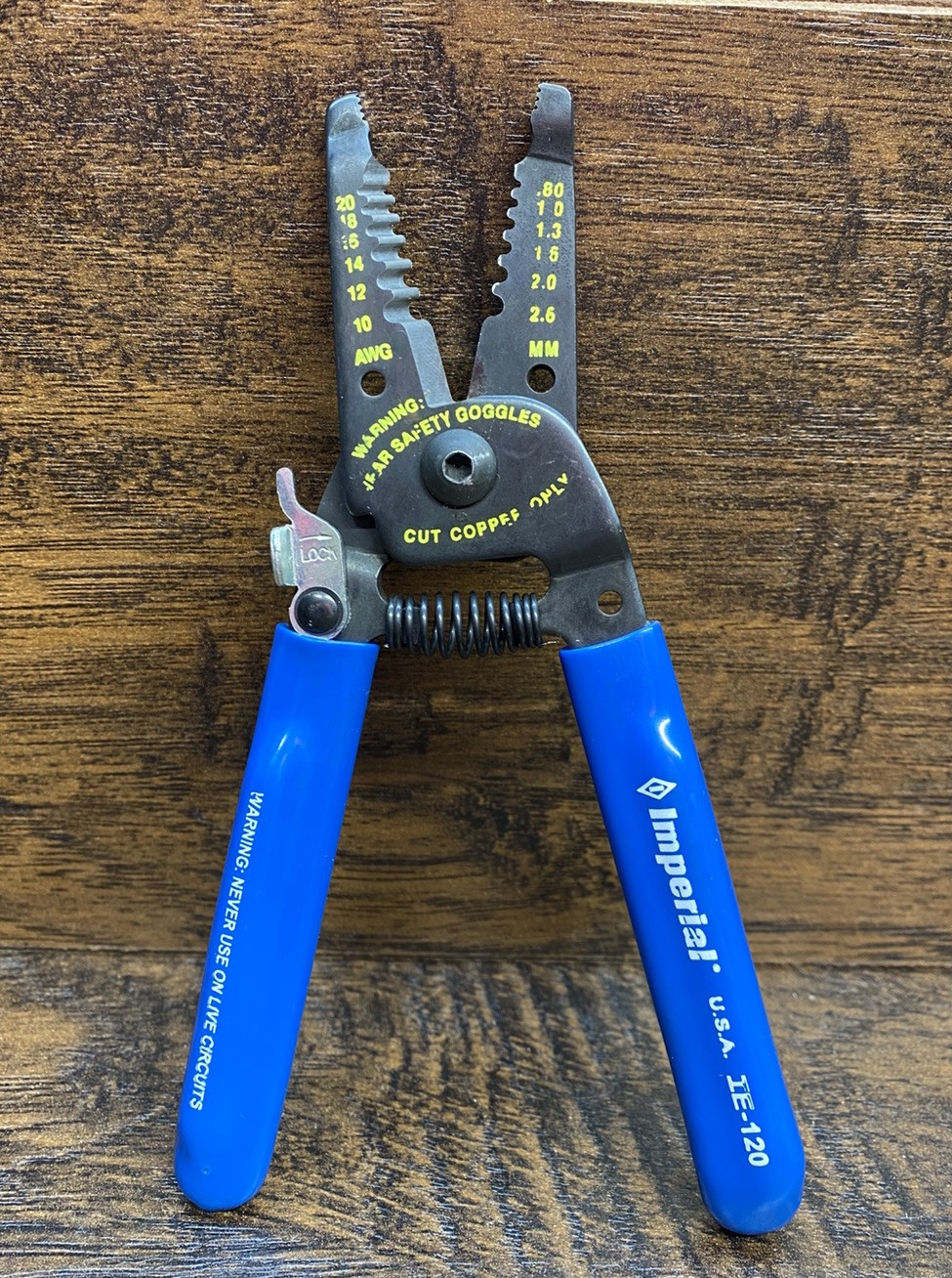 Imperial IE-120 Wire Stripper 10-20 AWG USA Made Blue 2001