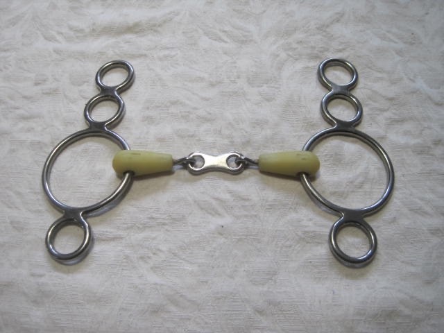 Happy Mouth Rubber 4- Ring Elevator French Link Snaffle 5''Horse Bit