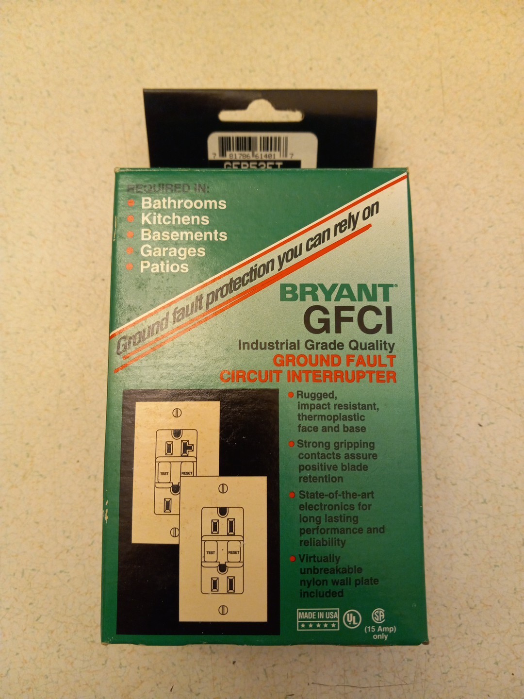 BRYANT GFR52FT , GCFI  15A 125V Outlet NOS Industrial Grade Brown
