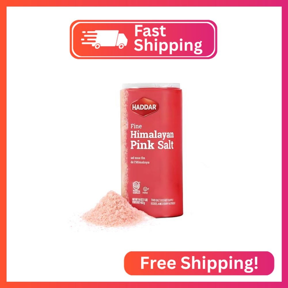 Haddar Fine Himalayan Pink Salt, 16 oz | Pure and Natural Pink Himalayan Sea Sal