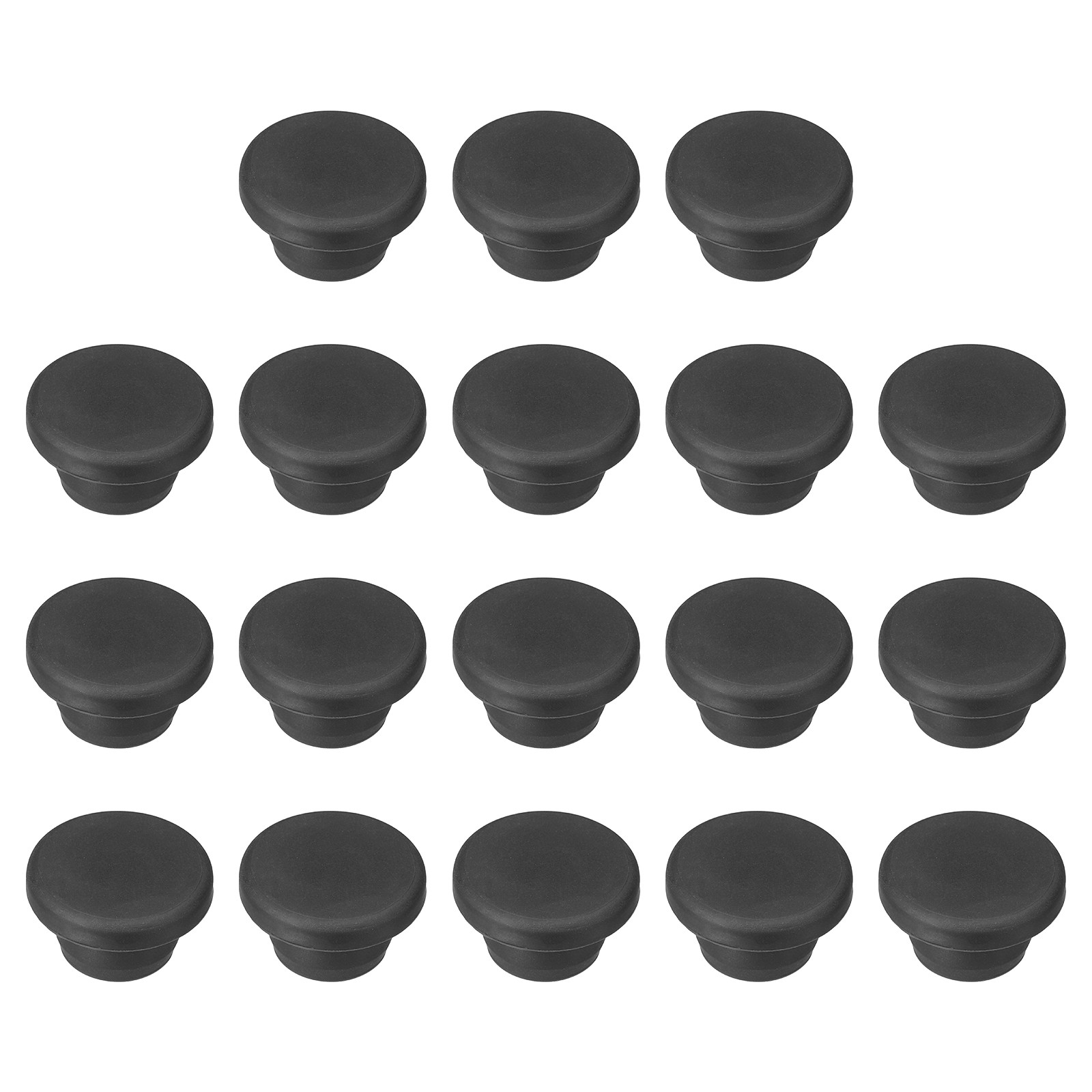 18pcs T-Shaped Silicone Plugs 17mm 21/32" Dia for 16.5-17mm Holes, Black