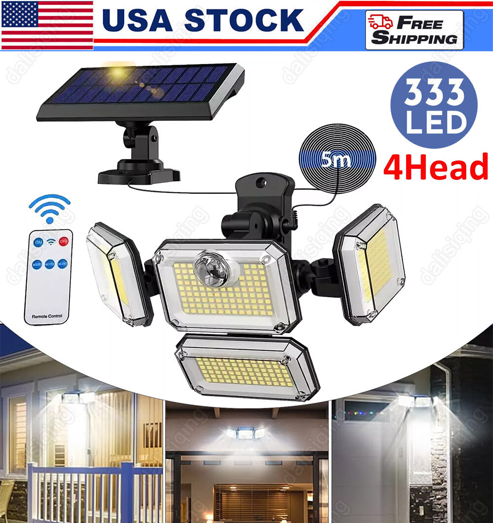 3500LM Solar Power 333 LED Lights PIR Motion Sensor Outdoor Security Lamp Wall