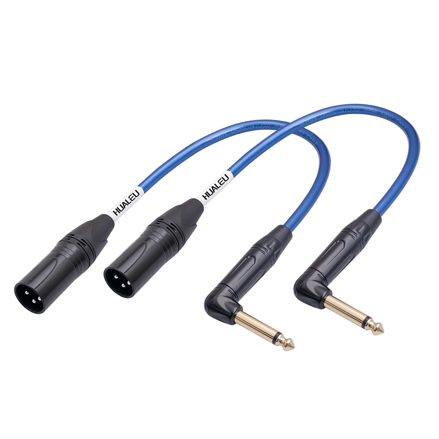 Right Angle 1/4" TS to XLR 3Pin Male Audio Cable,6.35mm TS Mono Right Angle t...