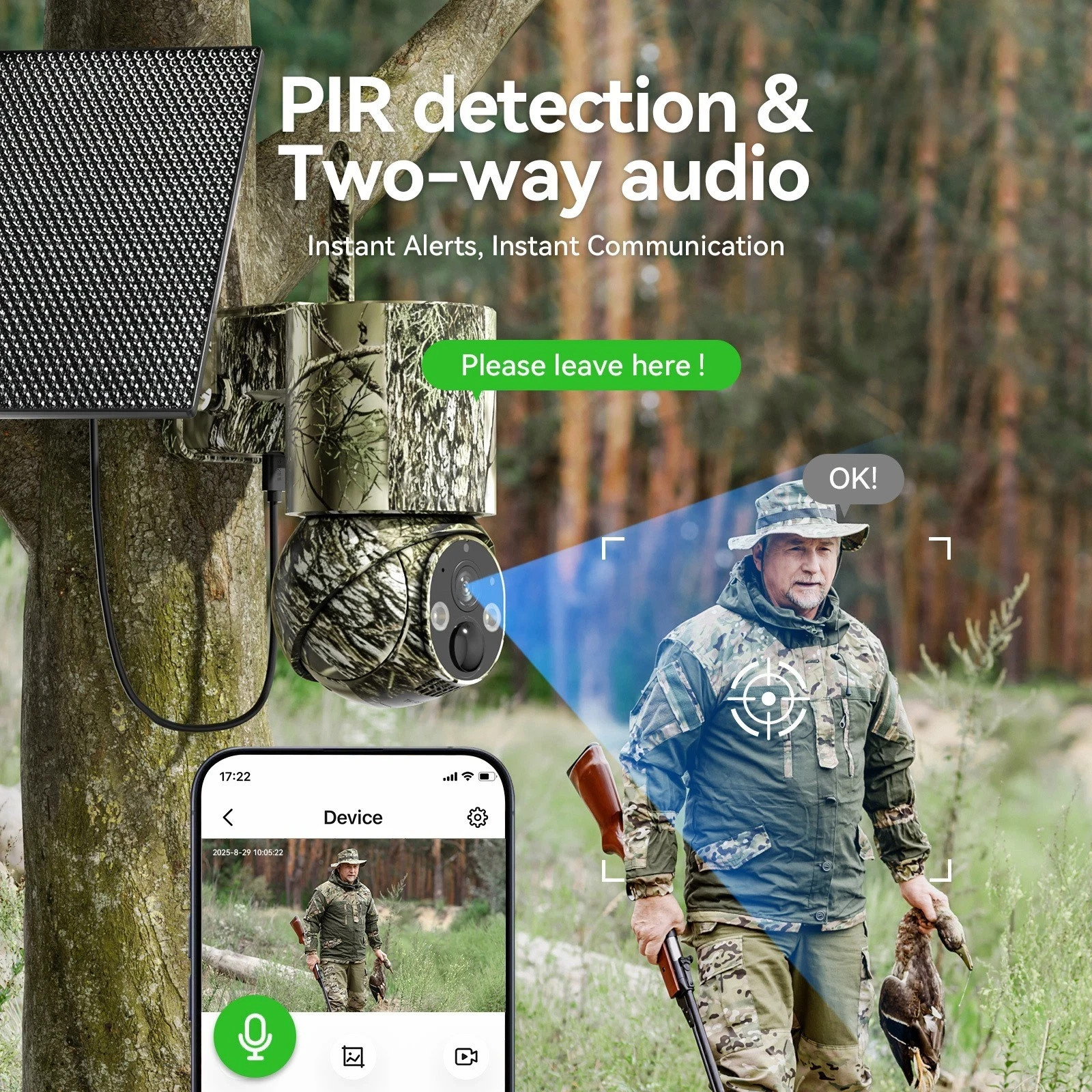 4G LTE Trail Camera Hunting Solar Powered Cellular Security Cam SIM Card 64G