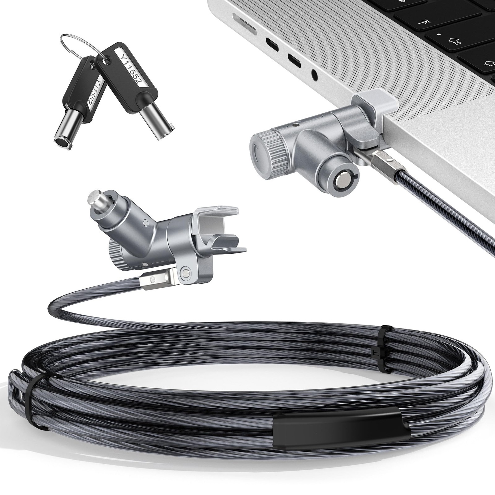 Laptop Locking Cable for MacBook 14/16 (2021–2024), Anti-Theft Keyed Laptop L...