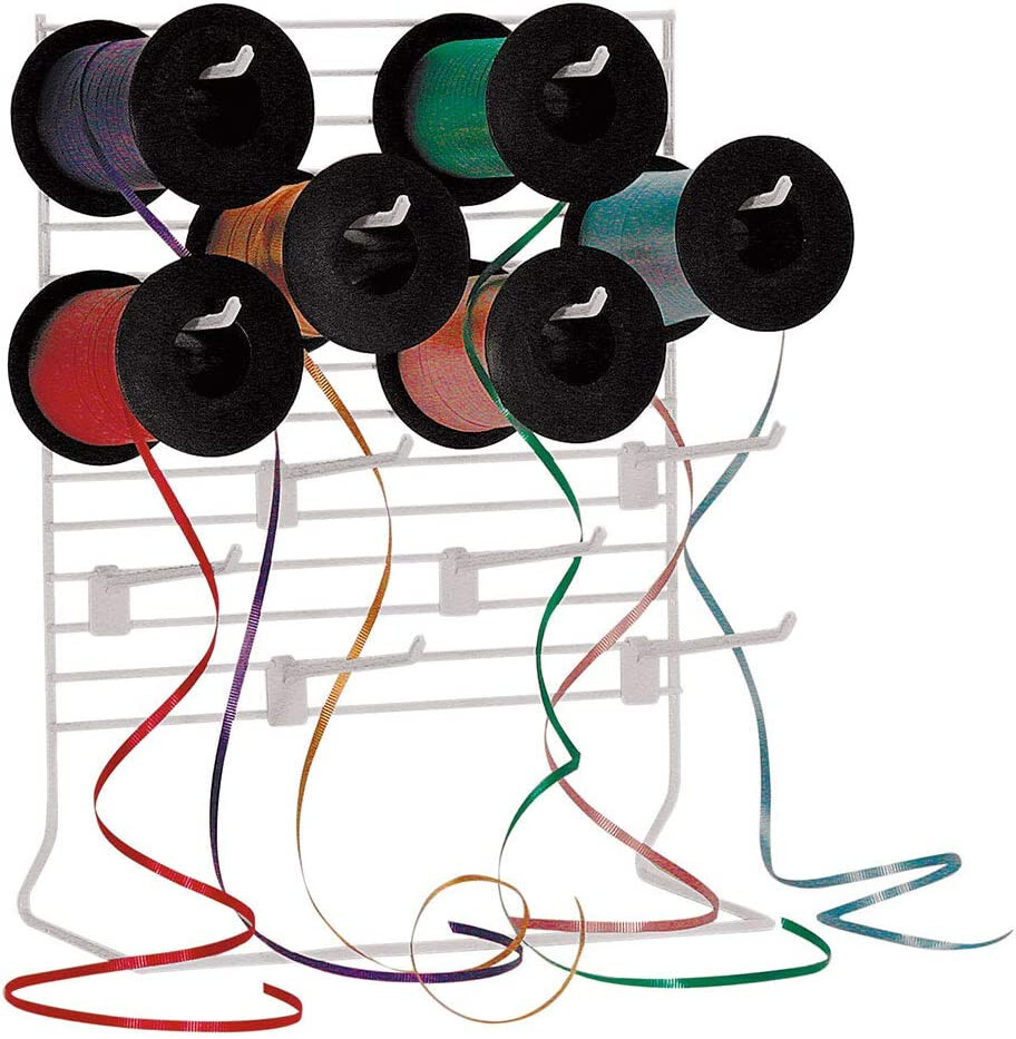 Curling Ribbon Dispenser 12 Adjustable 6" Peg Hook White Wire Rack Hooks 12 x 15