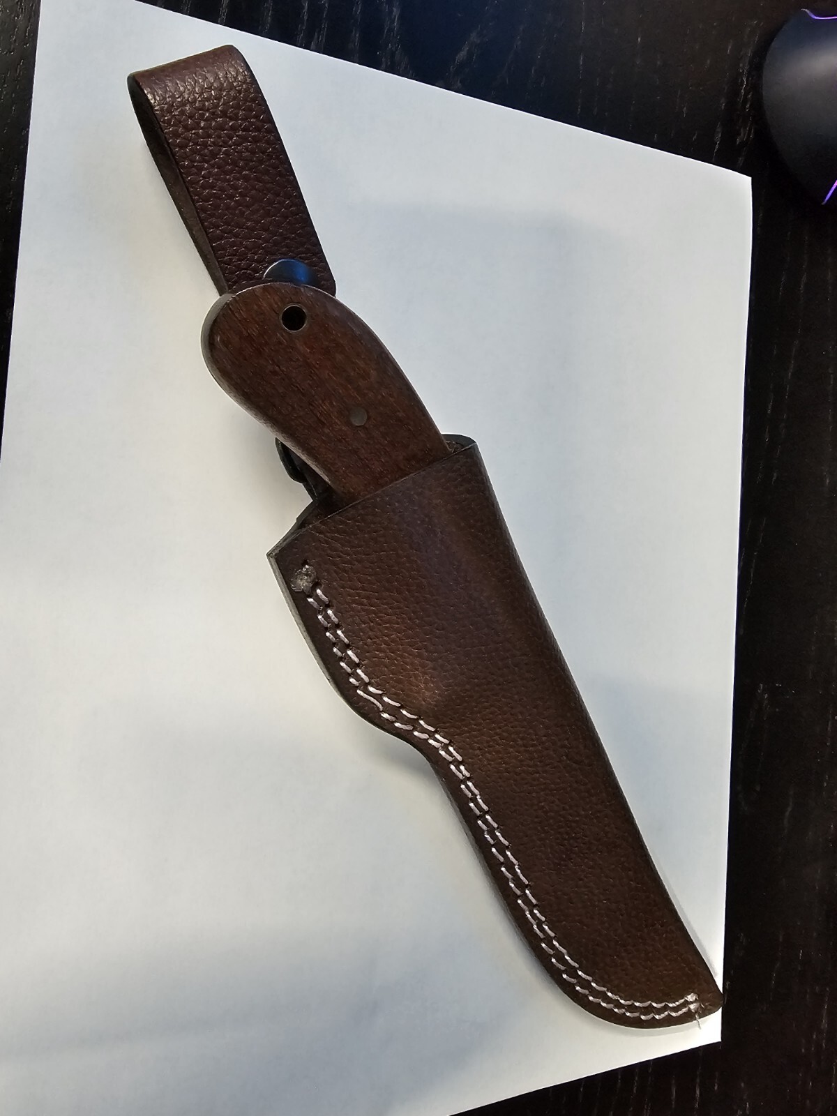 Handmade Hunting Knife Full-Tang Fixed Blade Rosewood Handle Knife w/ Sheath