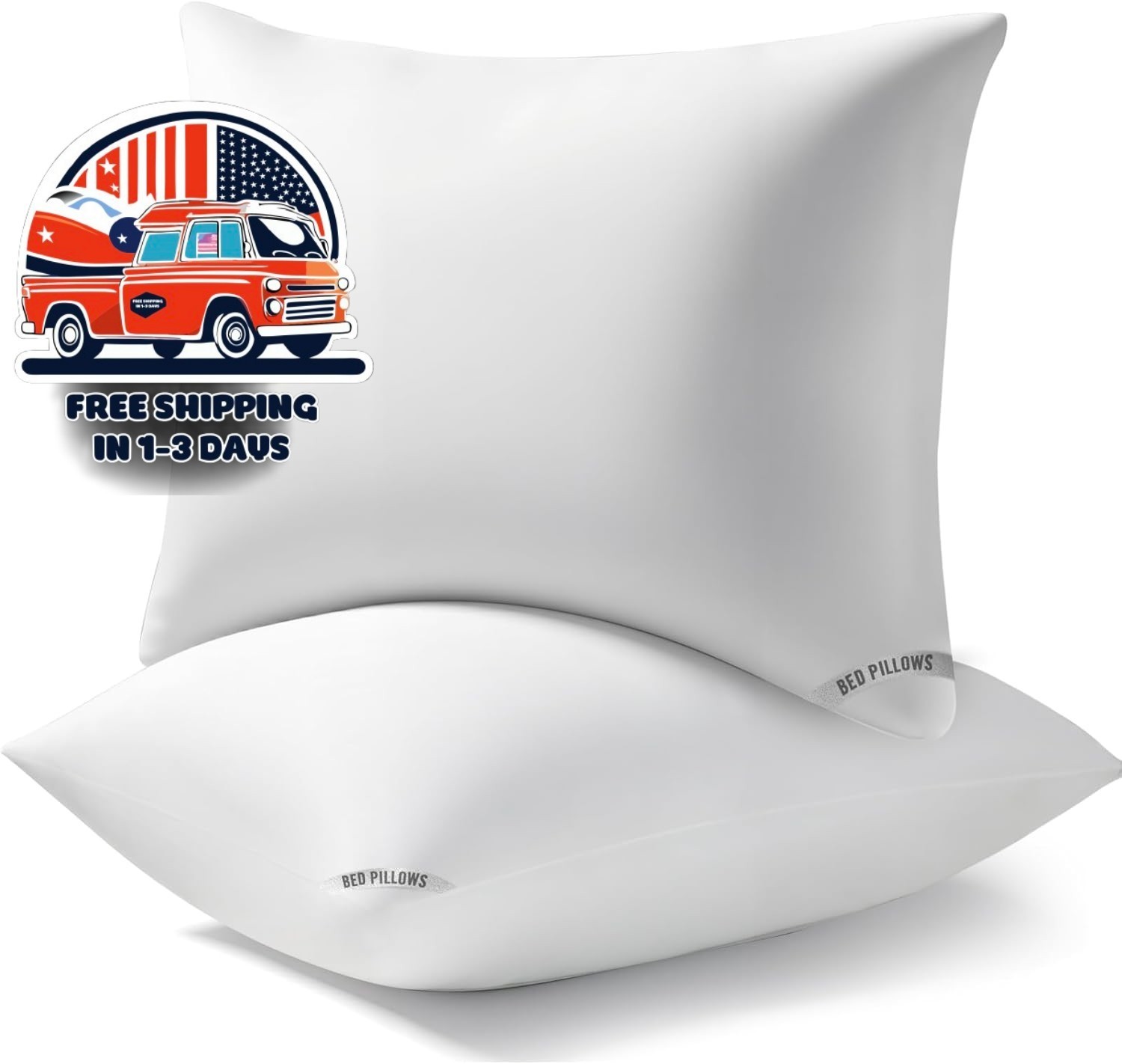 Juego De 2 Almohadas De Pluma De Ganso Para Dormir Tamaño Queen Blanco US NEW