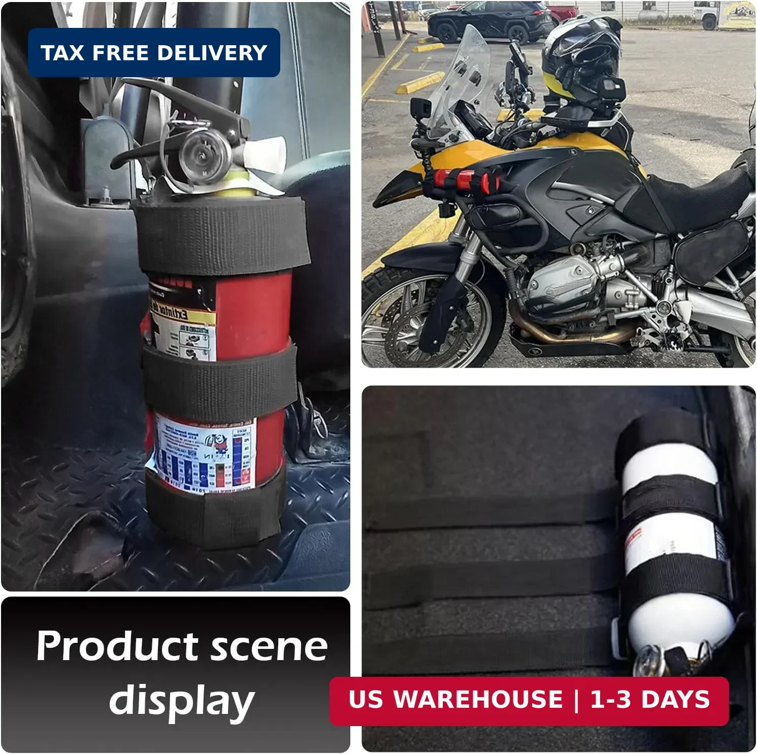 Roll Bar Fire Extinguisher Mount, Adjustable Car Trunk Fire Extinguisher Securin