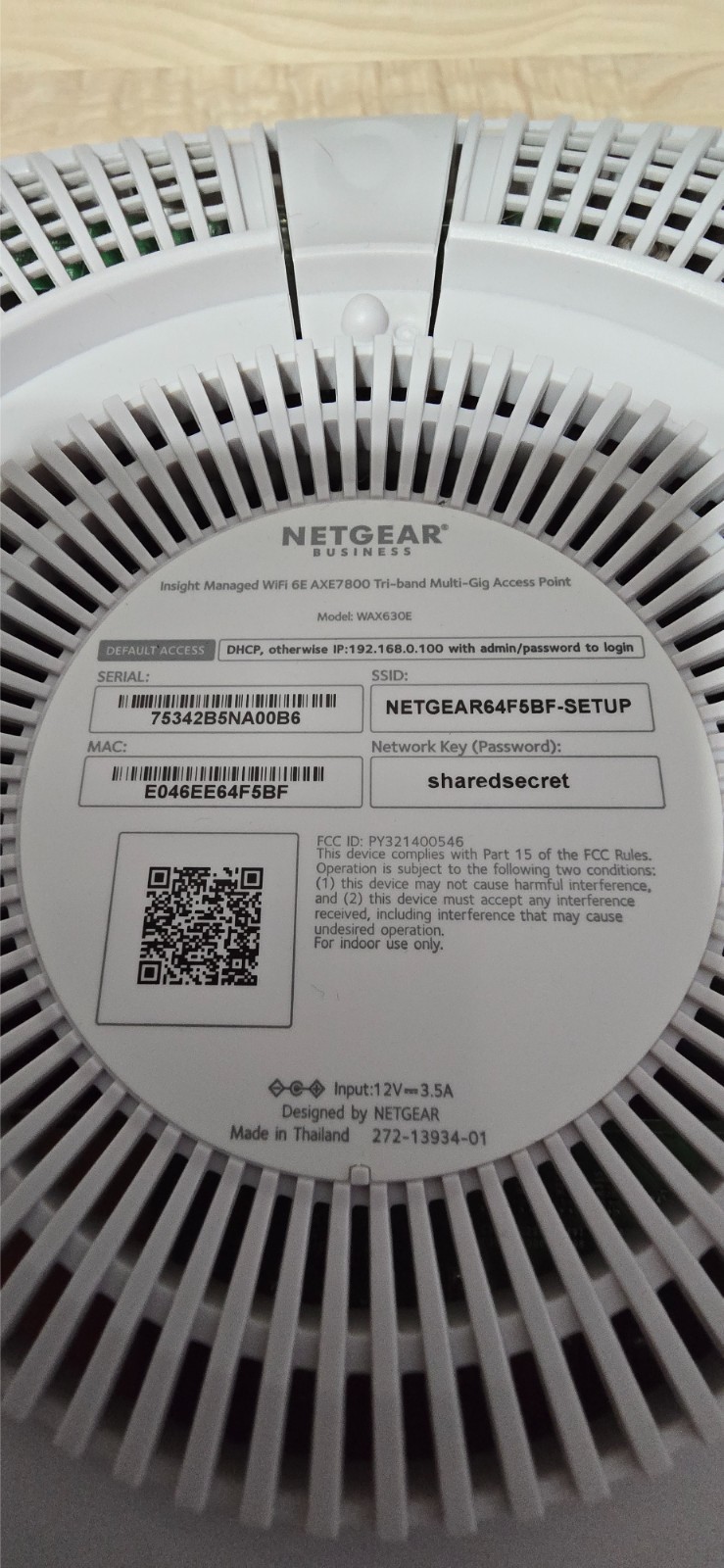 Netgear Insight Managed WiFi 6E Access Point (WAX630E)