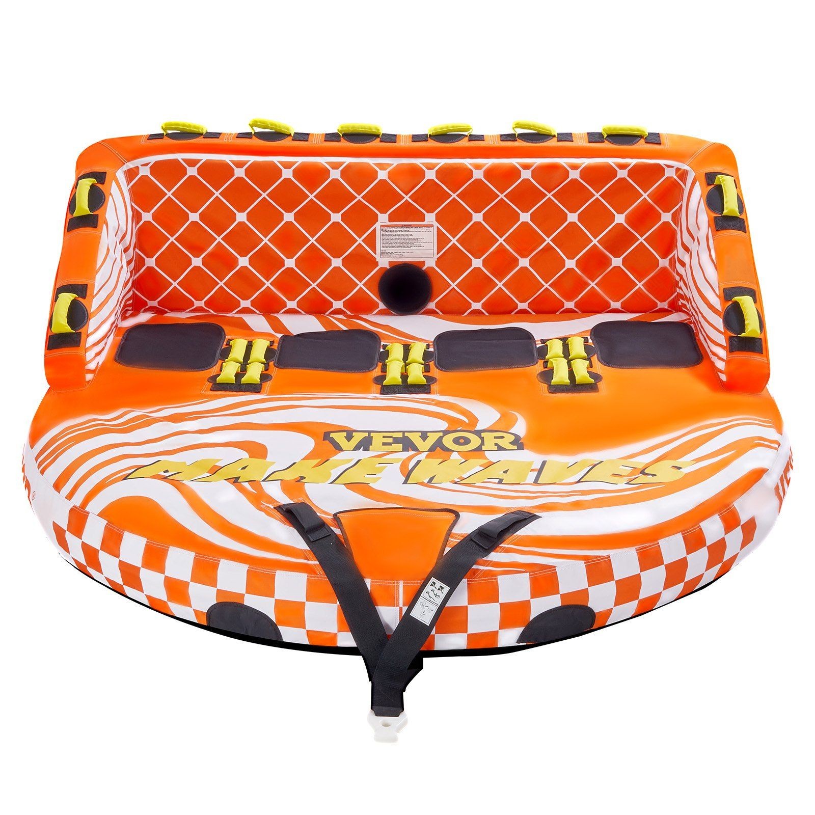 4-Rider Inflatable Tow Tube: 680lb, 22 Padded Handles, UV-Resistant Nylon & PVC