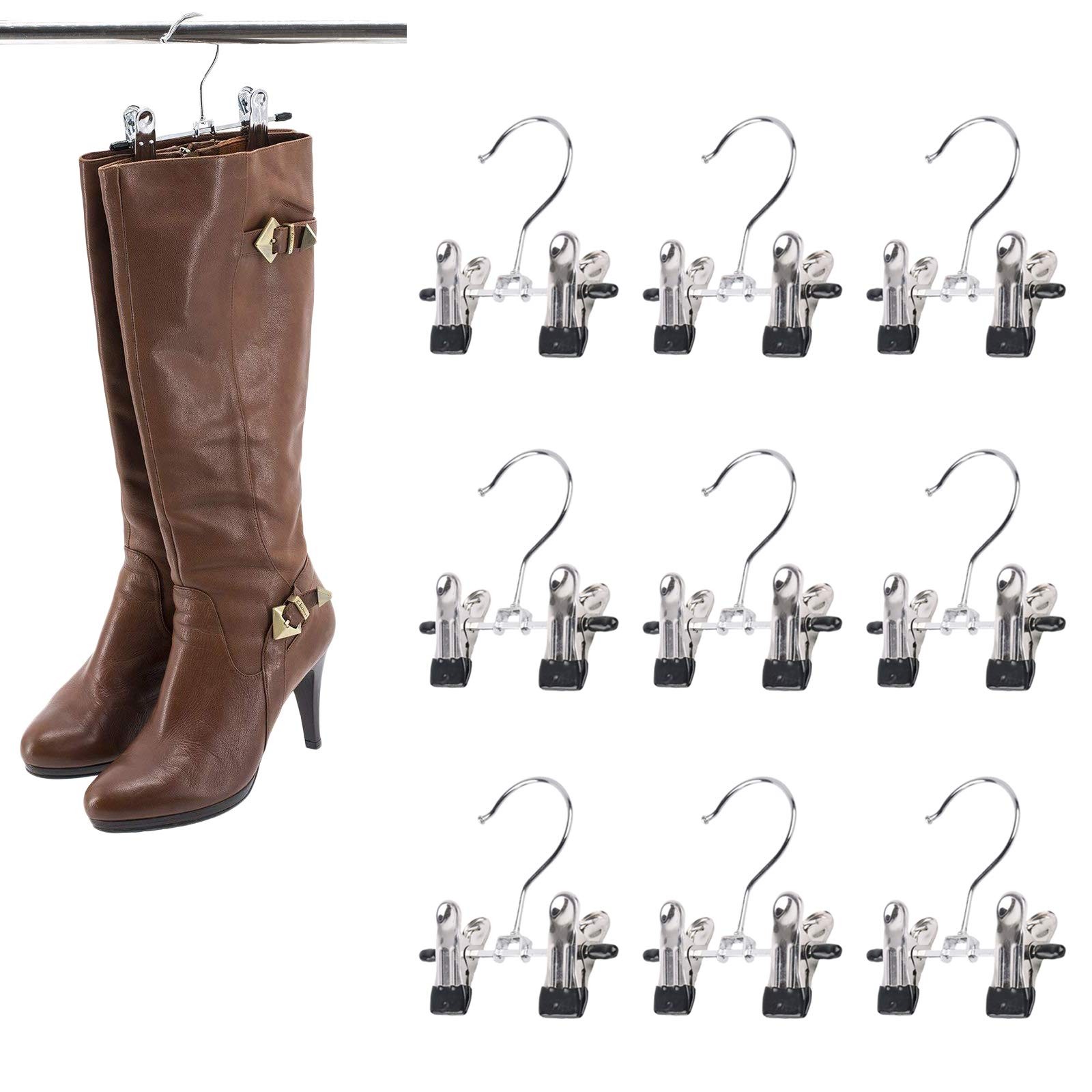 Double Adjustable Clips Boots Hangers,Space Saving Boots Socks Bags Hanging C...
