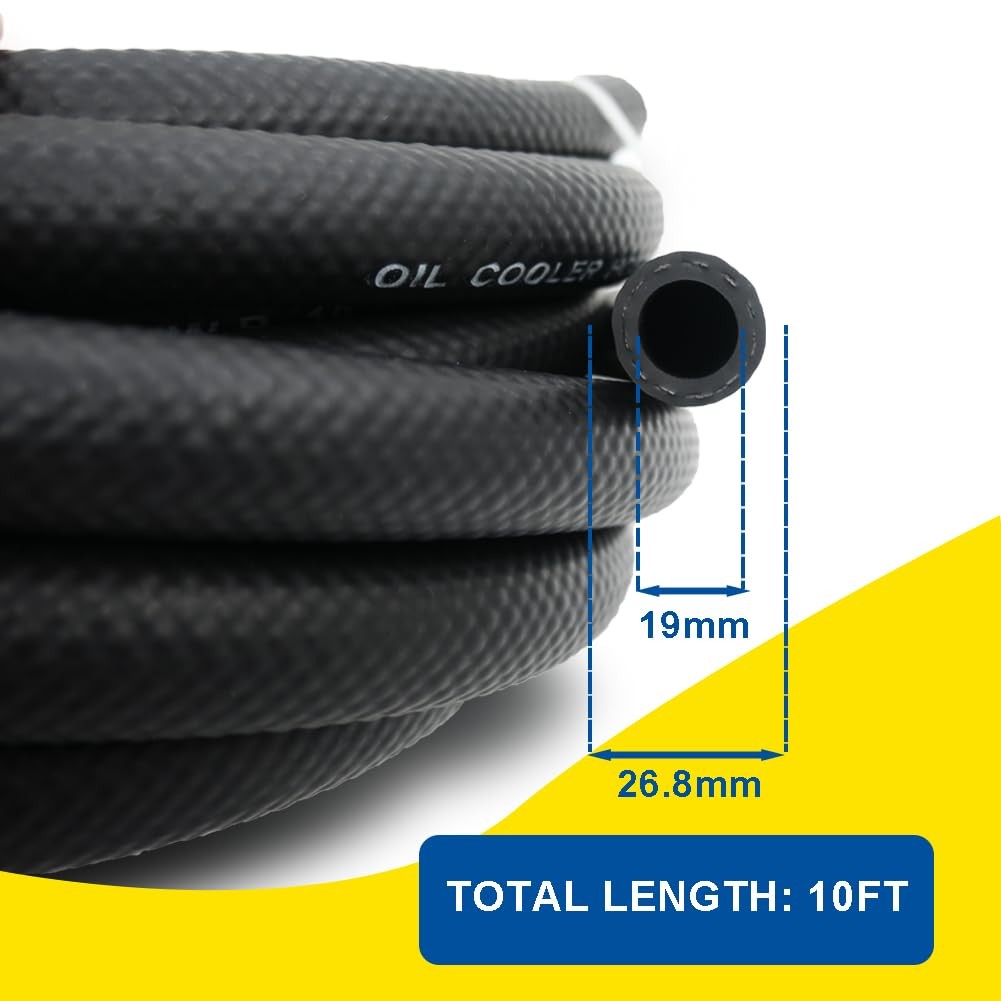 3/4 Transmission Oil Cooler Hose - J1532 Power Steering Hose Black 3/4 10FT