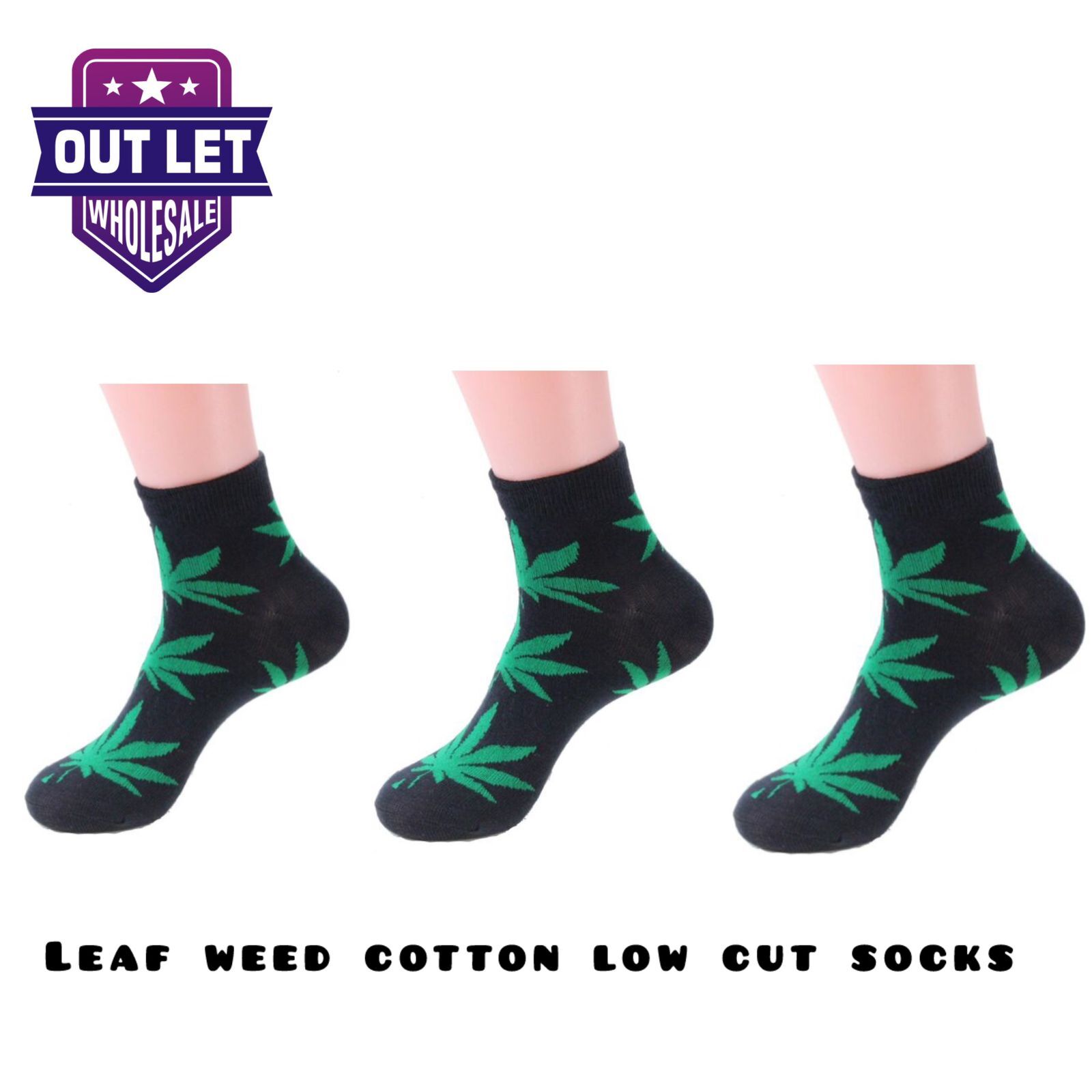 12 Pairs Mens Womens Weed Leaf Marijuana Low Cut Socks Casual Cotton 9-11, 10-13