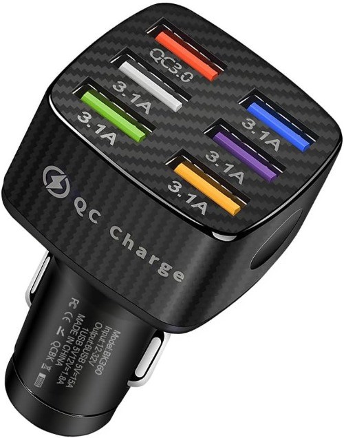 Car Charger Adapter, 6 USB Multi Port Fast Charging Cigarette Lighter Charger Ad