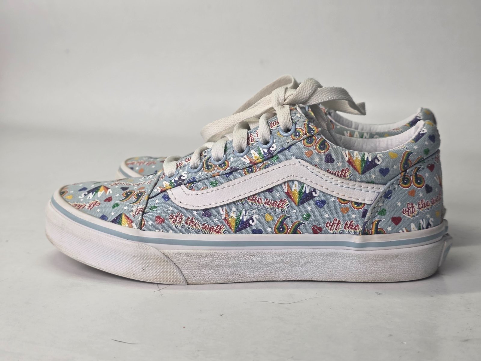 Vans Old Skool Youth Sneakers Size 2.5 Blue White Multicolor Low Top Shoes