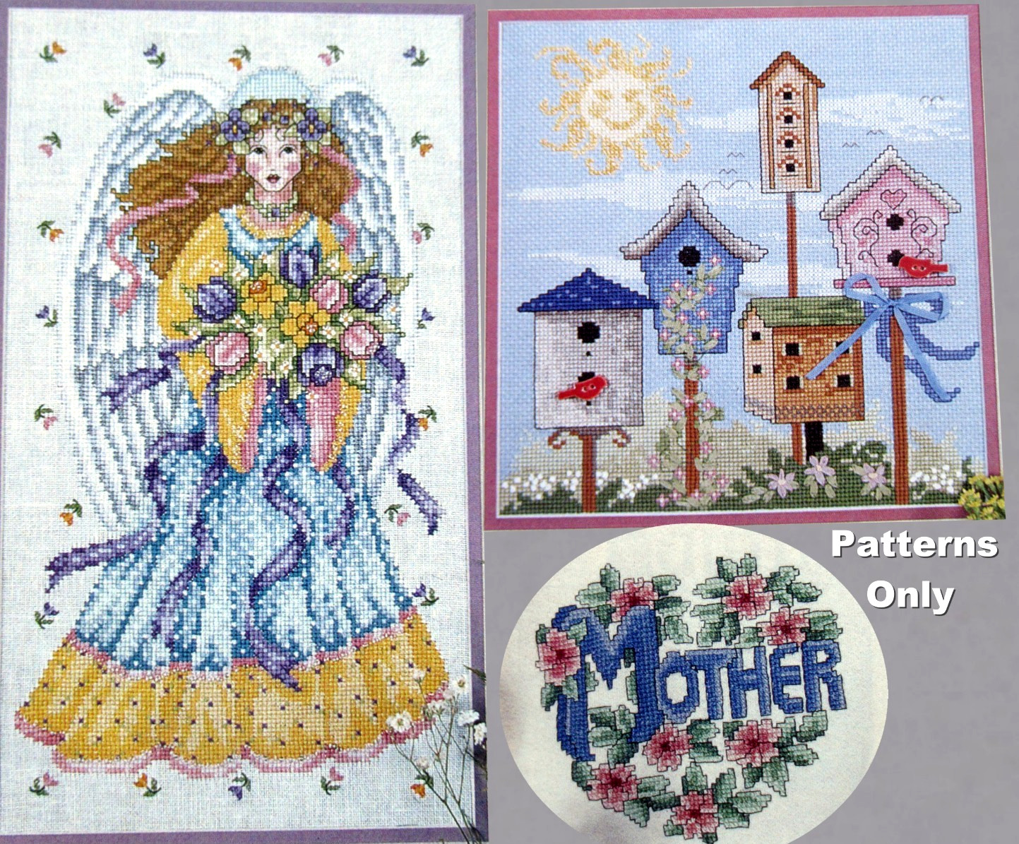 Spring Angel Home Tweet Home Floral Mother Heart CROSS STITCH PATTERNS