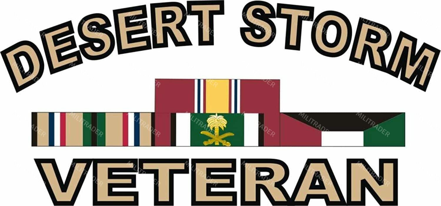 Desert Storm Veteran with Ribbons 3" Decal  (Rectangle)