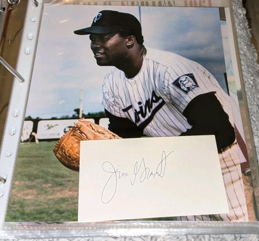 Jim Mudcat Grant Minnesota Twins Signed Cut With 8x10 Photo W/Our COA
