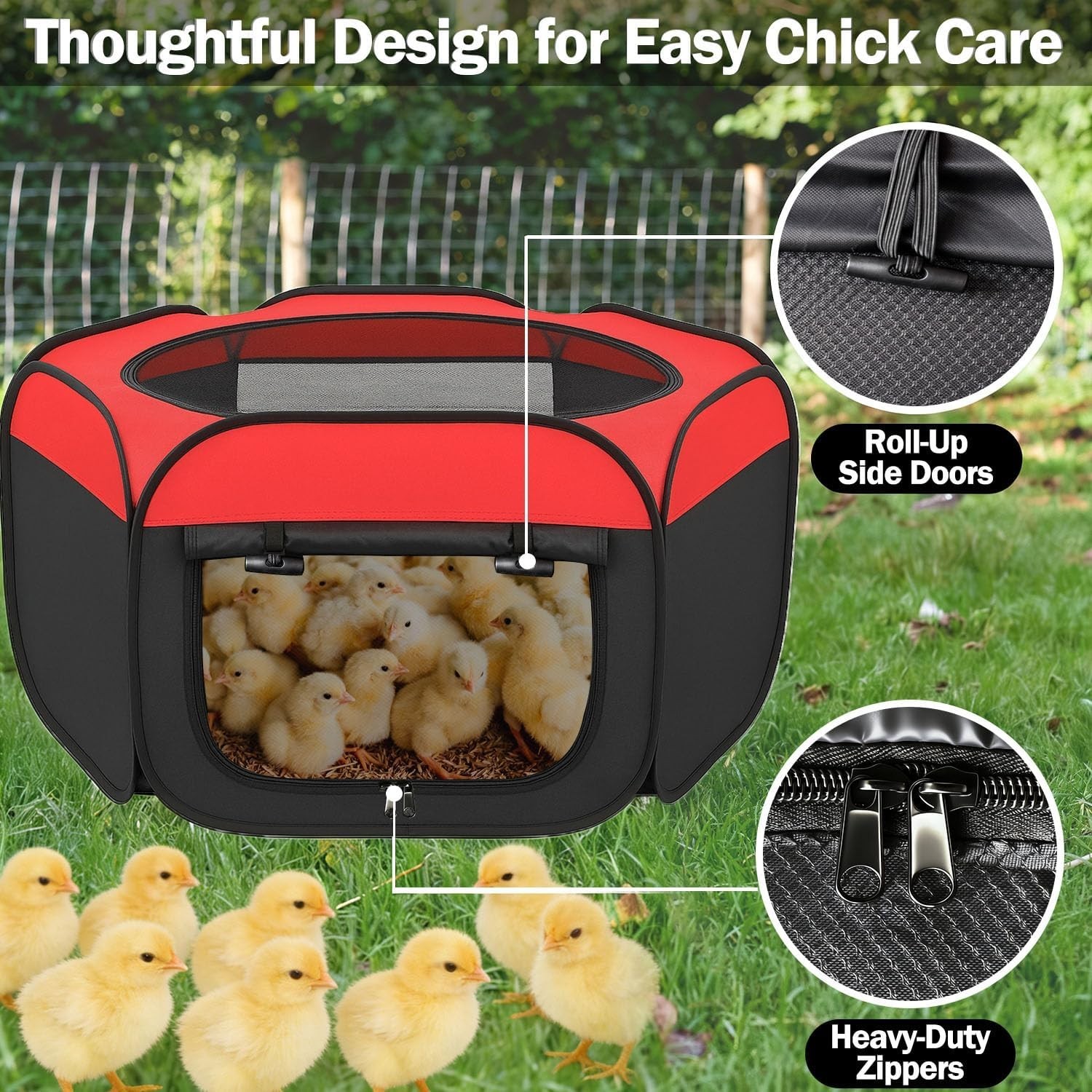 Pop Up Chicken Brooder Box - Large Collapsible Chick Starter Kit & Brooder Pen