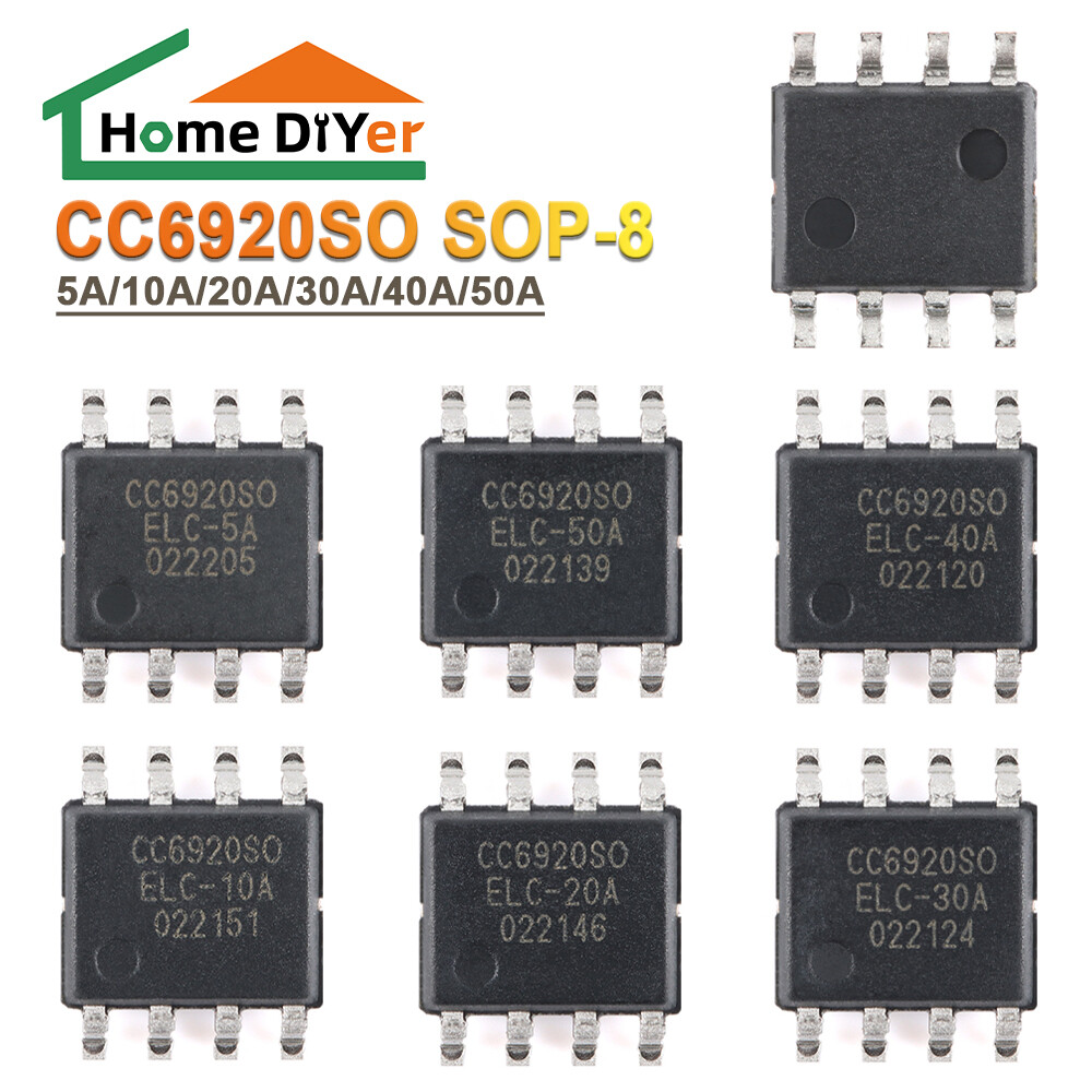 CC6920SO-5A/10A/20A/30A/40A/50A Hall Effect Current Sensor - SOP-8 Single Chip