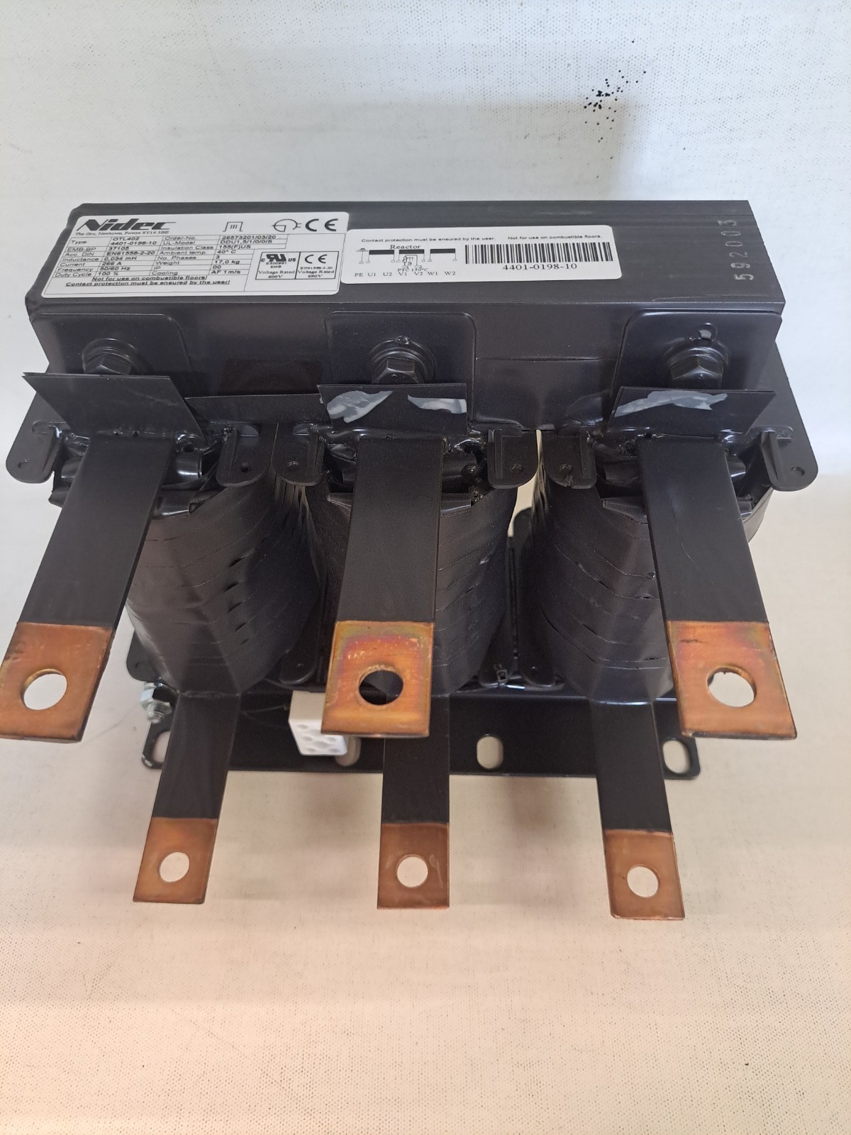 Nidec Control Techniques 4401-0198-10 Output Choke  Mustang Dyno Pull  USED
