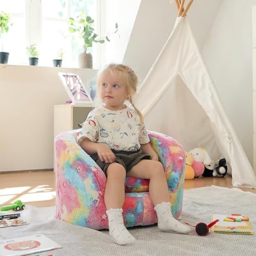 Snug-Arch Toddler Couch, Comfy Foam Baby Chair, Ergonomic Toddler Pink Unicorn