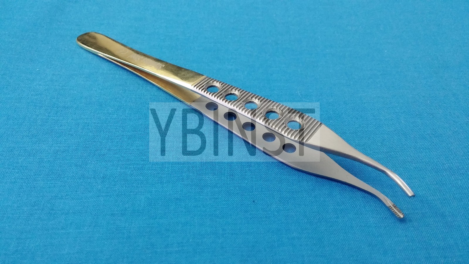 GOLD HANDLE PACIFATED ADSON BROWN TISSUE FORCEPS 6" 7X7TEETH CURVED FENESTRATED