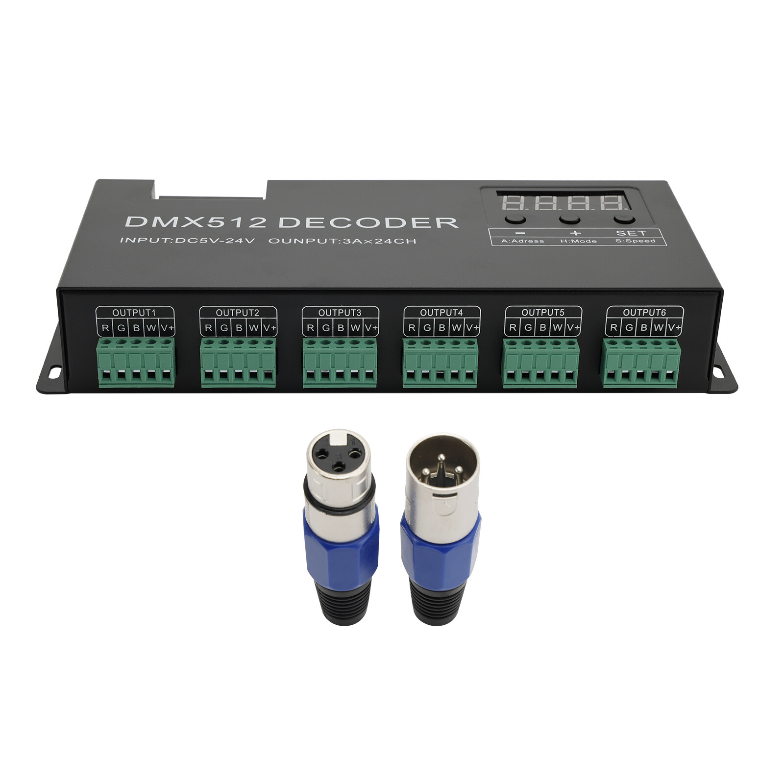24 Channel DMX 512 Decoder RGBW PWM Dimmer Driver LED Strip Light Controller US