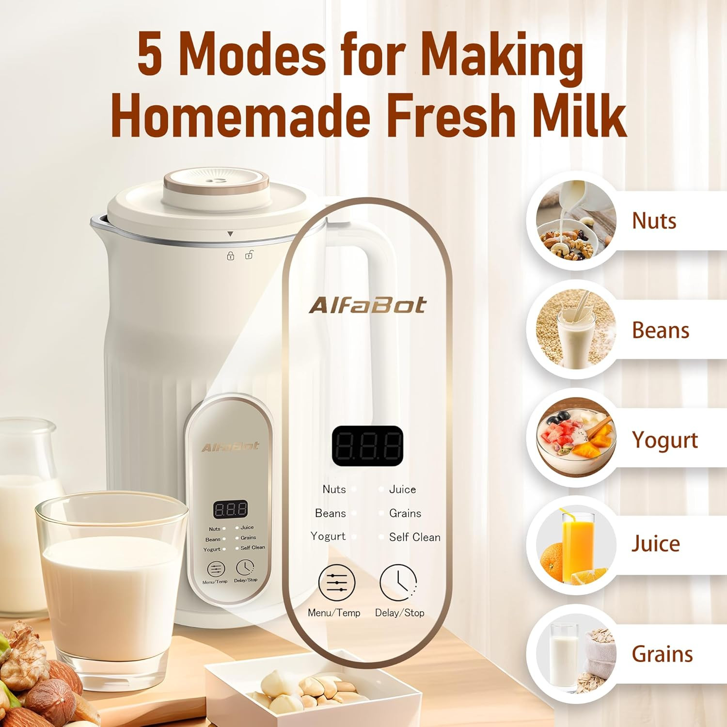 Nut Milk Maker, N2 Automatic Almond Milk Machine for Homemade Plant-Based Milk,