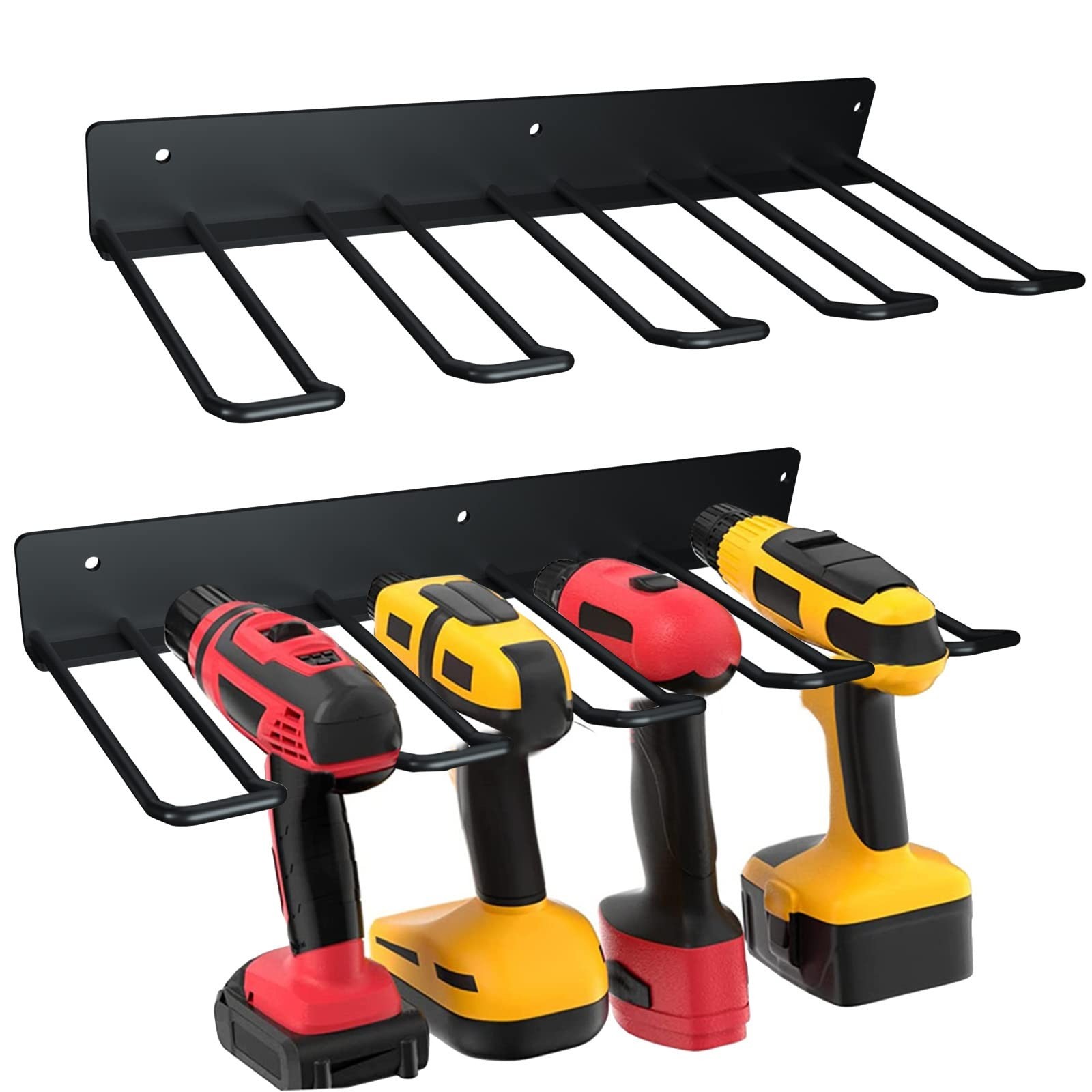 Electric Drill Storage Rack, 2PCS Heavy Duty Metal Wall Mounts, Holds 4 Drill...