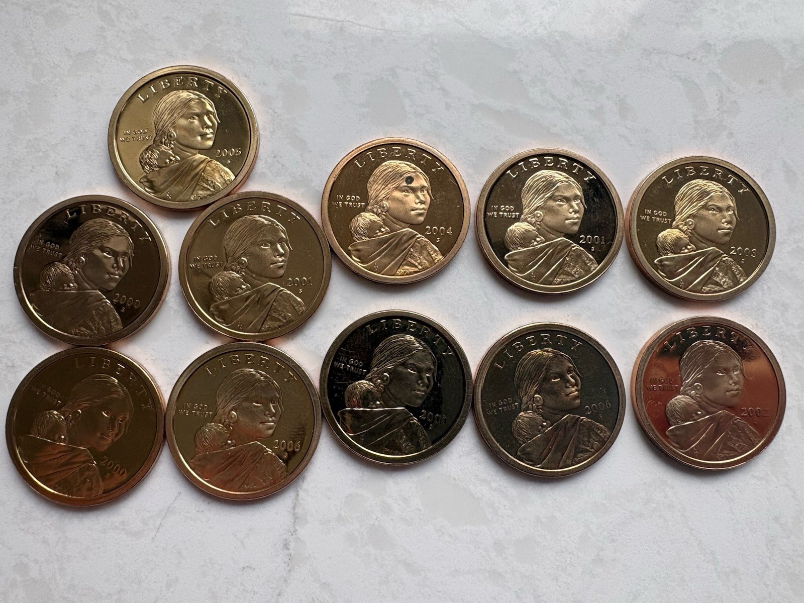 $11 SACAGAWEA PROOF DOLLAR COINS LOT OF 11 CIRCULATED UNITED STATE PROOF DOLLARS