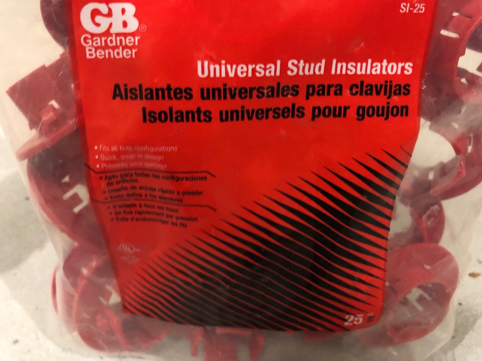 2 Pack GB Gardner Bender Universal Stud Insulators SI-25 50 Count Total New