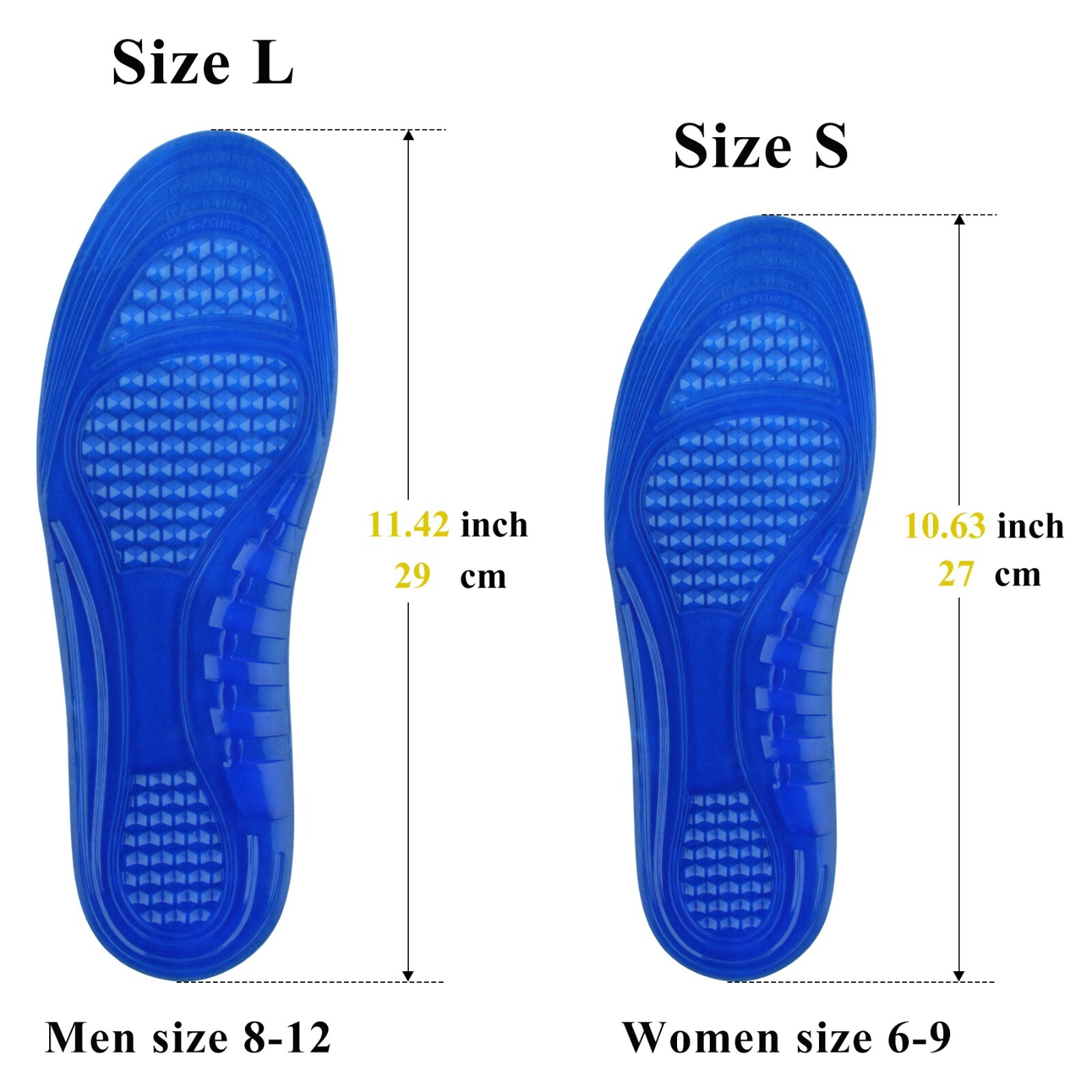 Men Women Cushioning Gel Insoles Shock Insoles orthopedic Massaging Shoe Inserts