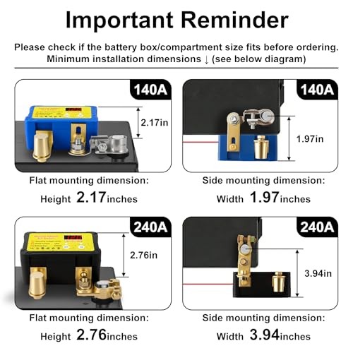 Battery Kill Switch for Car, Remote Disconnect Switch 12V/24V 140A, LED