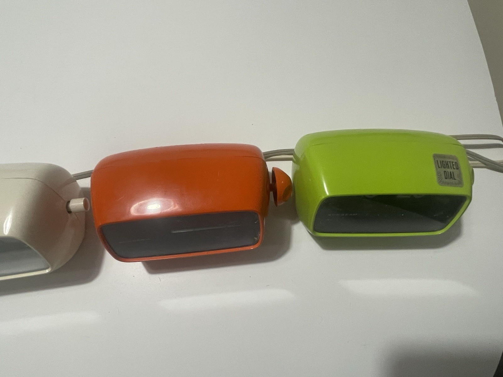 1970's Mid Century Sunbeam Flip Clocks E41121 Orange & Lime Green - non working