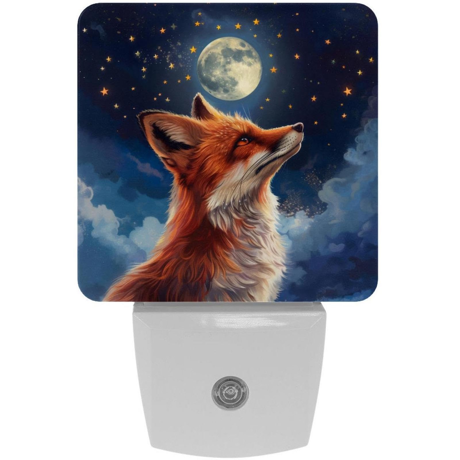 Fox Starry Night Light Plug into Wall Decor 2 Pack, Decorative Night Light fo...