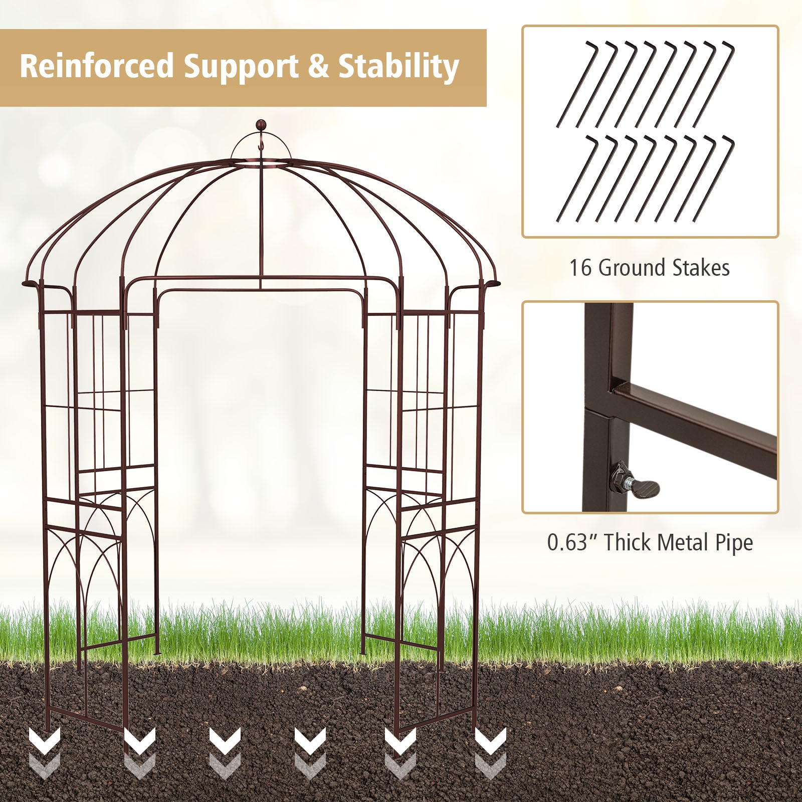 Birdcage Shaped Arbor Durable Garden Arch Arbor for Peaceful Meditation Wedding